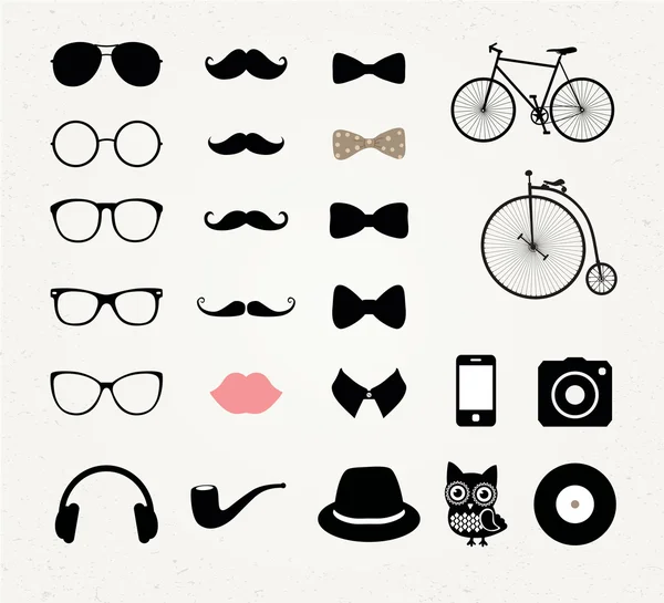 Hipster Retro Vintage Icon Set — Stock Vector