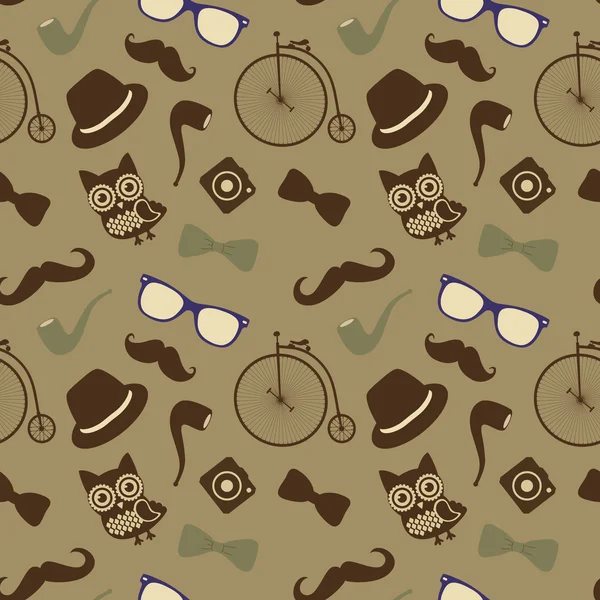 Hipster Retro Vintage Seamless Pattern — Stock Vector