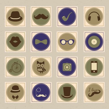 yenilikçi retro damga Icon set