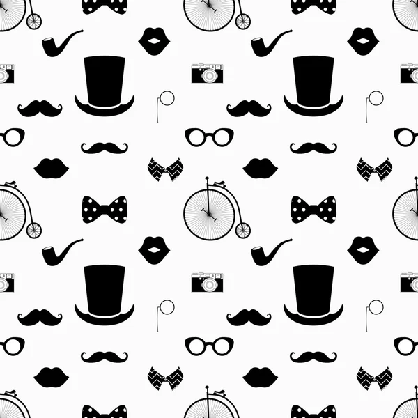 Hipster Black and White Seamless Pattern — Stock Vector