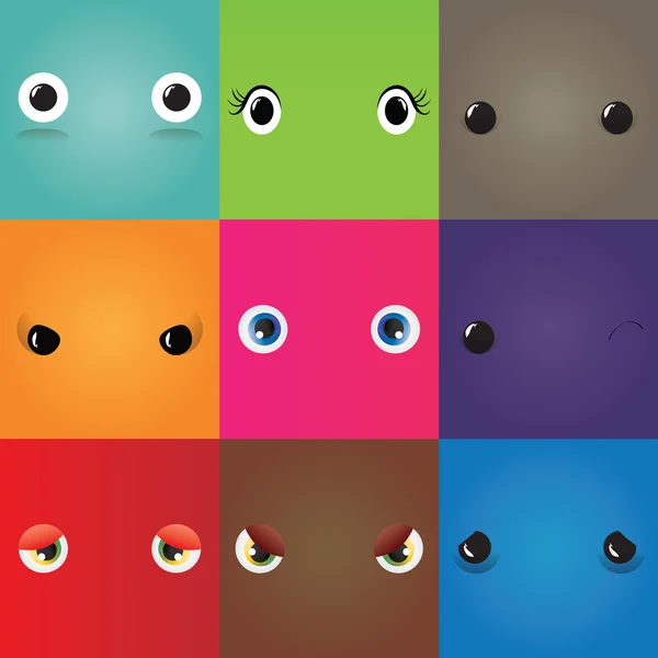 Set of funny cartoon monster eyes — Stock Vector