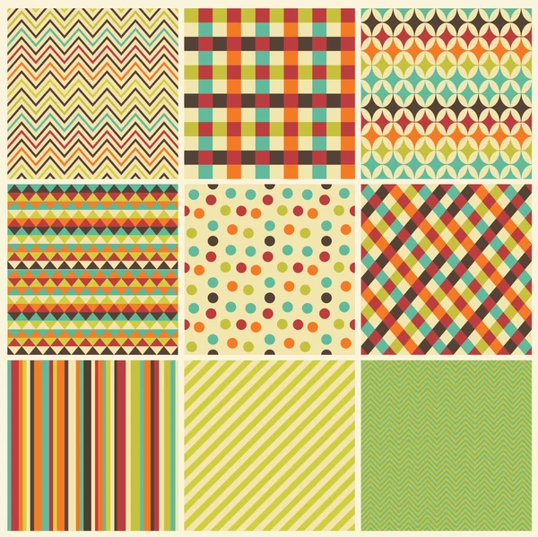 Seamless geometric hipster background set. — Stock Vector