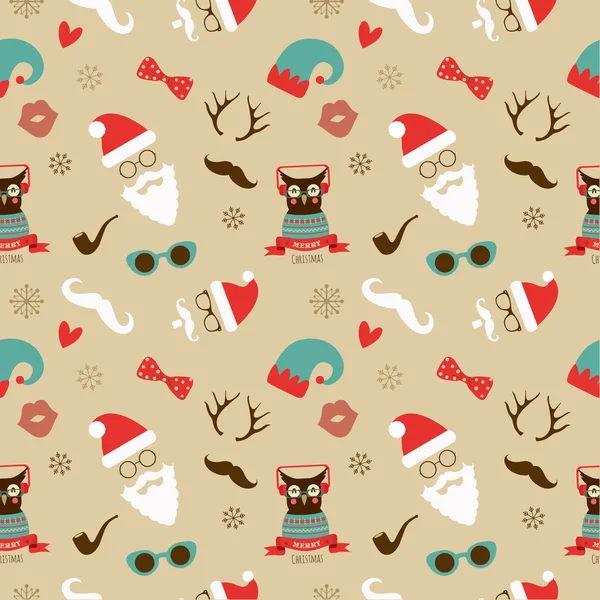 Christmas Hipster Retro Seamless Pattern — Stock Vector