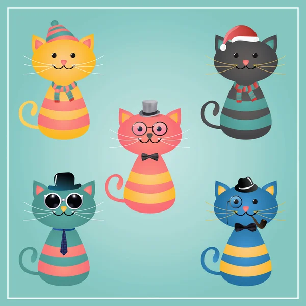 Illustration Hipster Cats d'hiver — Image vectorielle