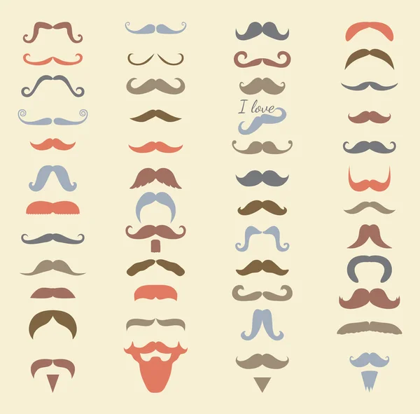 Vector colorido bigote icono conjunto — Vector de stock