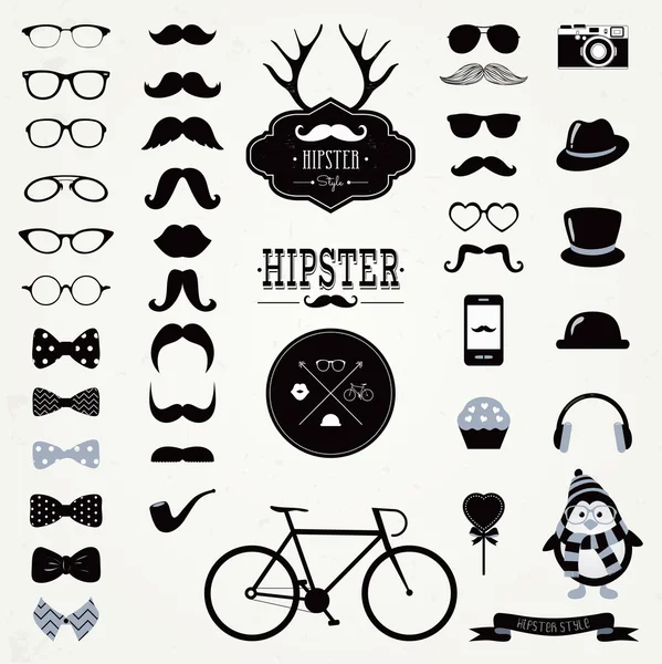 Zestaw ikon Hipster Retro Vintage — Wektor stockowy