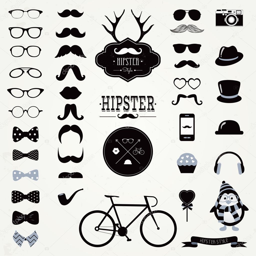 Hipster Retro Vintage Icon Set