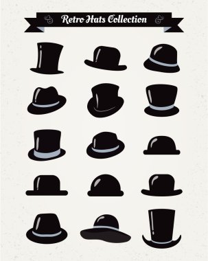 yenilikçi retro şapkalar vintage Icon set