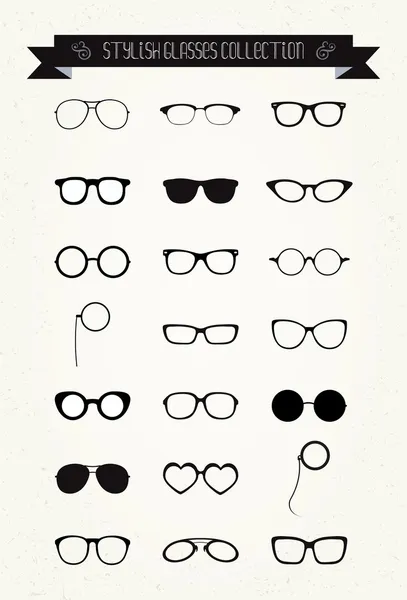 Hipster Retro Vintage Glasses Icon Set — Stock Vector