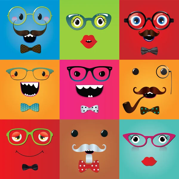 Set of funny hipster monster eyes — Stock Vector