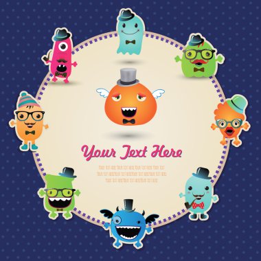 hipster canavar afiş kartı. vektör çizim