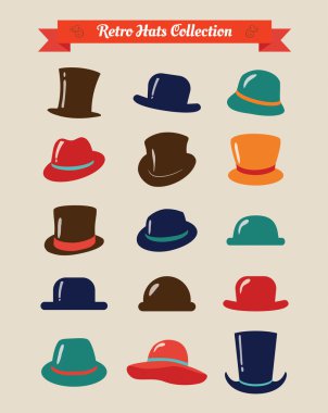 yenilikçi retro şapkalar vintage Icon set