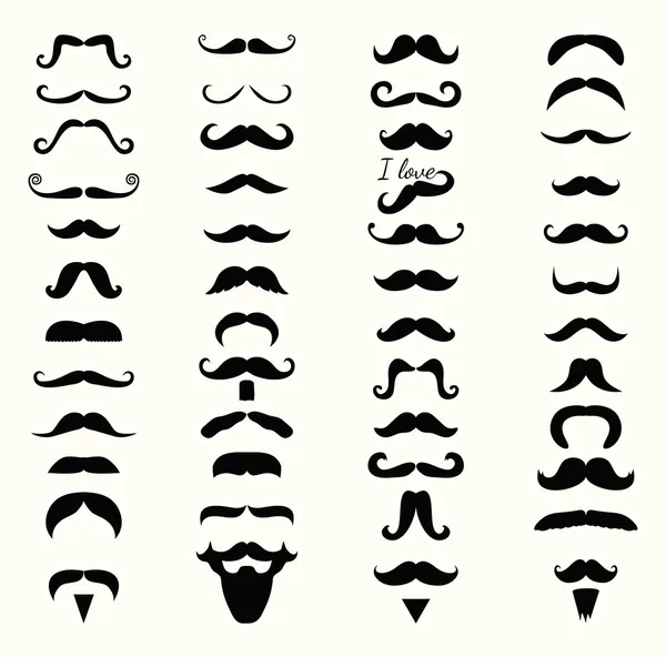 vektör siyah beyaz bıyıklı Icon set