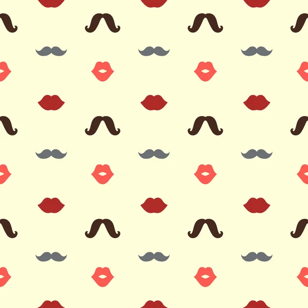 Lips and Mustaches Vector Seamless Pattern — Stock Vector