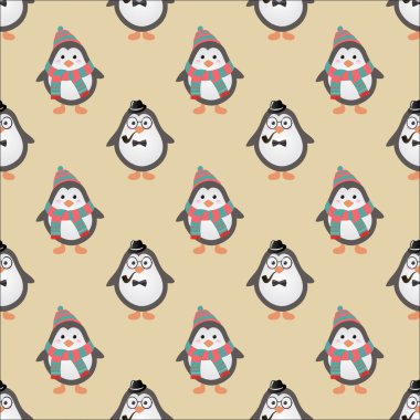şirin hipster penguenler sorunsuz arka plan