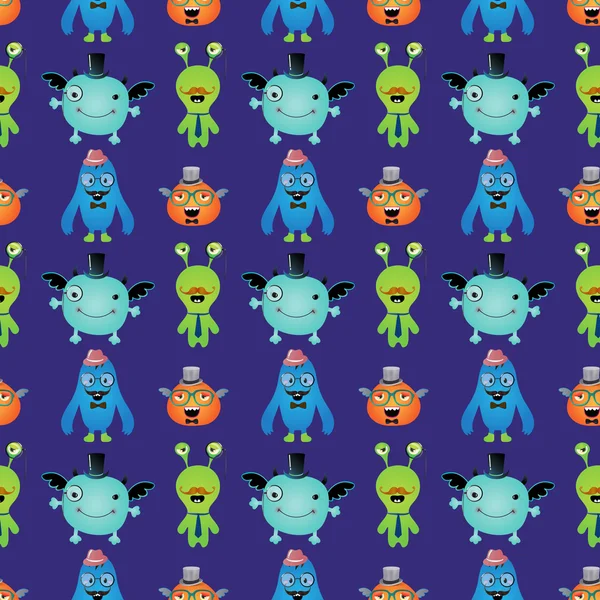 Vector Retro Hipster Monsters Seamless Pattern — Free Stock Photo