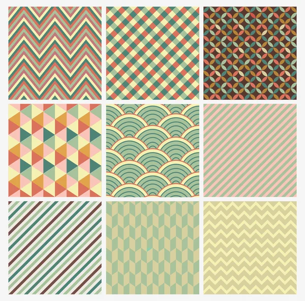 Seamless geometric hipster background set. — Stock Vector