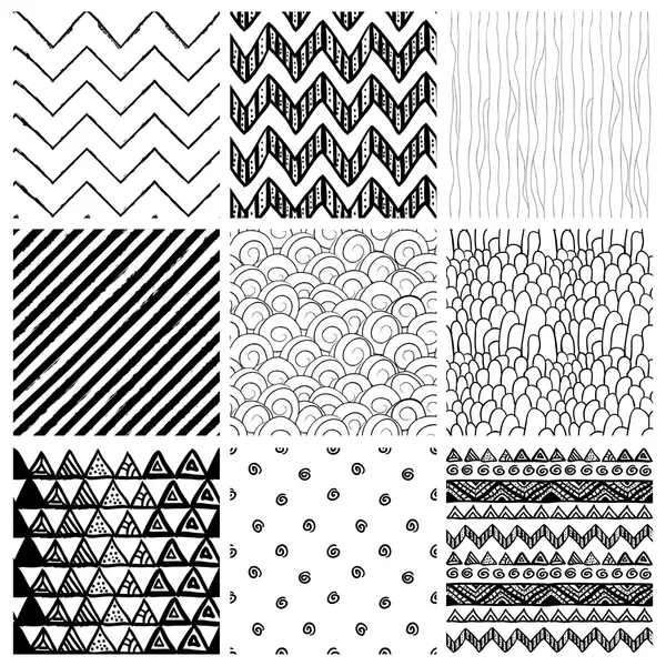 Abstract Hand Drawn Seamless Background Patterns — Stock Vector