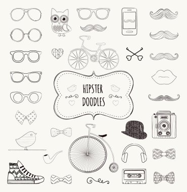 yenilikçi retro vintage doodle Icon set