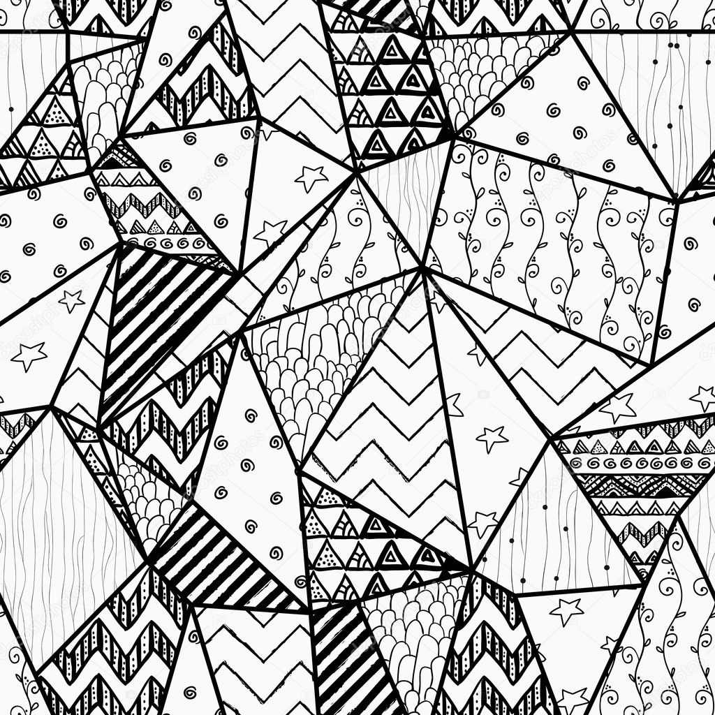 Geometric Hand-drawn Abstract Seamless Background