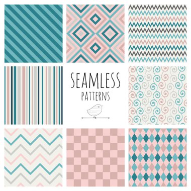 Seamless Colorful geometric background set. clipart