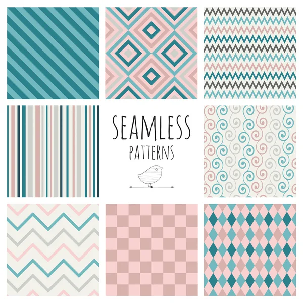 Seamless Colorful geometric background set. — Stock Vector