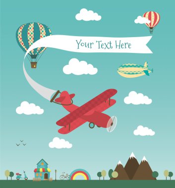 Retro air uçak banner tasarımı