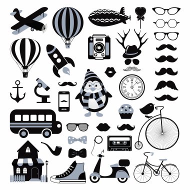 vektör retro vintage hipster Icon set.