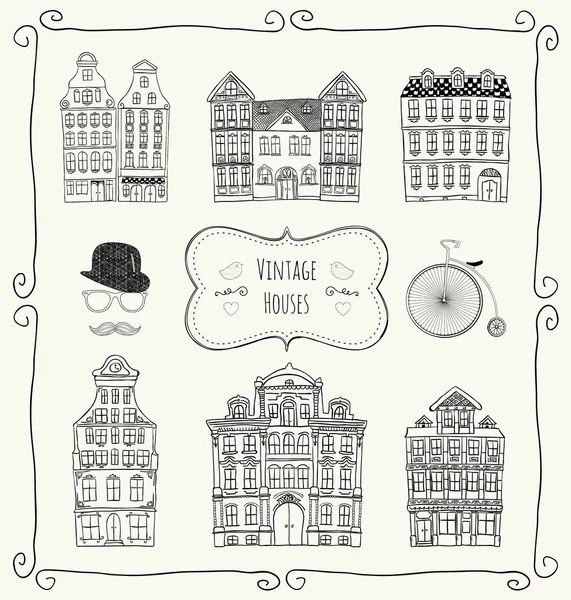 Vector Vintage Maisons de style ancien — Image vectorielle