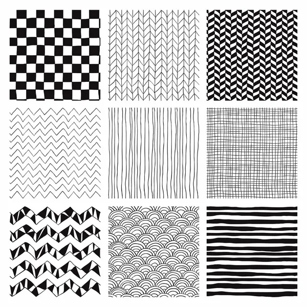 Abstract Hand Drawn Seamless Background Patterns — Stock Vector