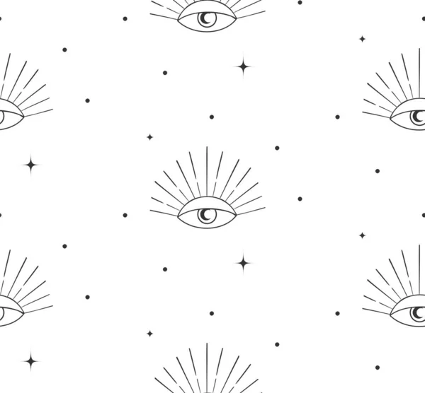 Абстрактный фон Бесшовные глаза и луна — стоковый вектор