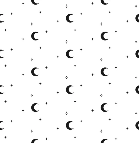 Fondo abstracto patrón inconsútil Luna y estrella — Archivo Imágenes Vectoriales