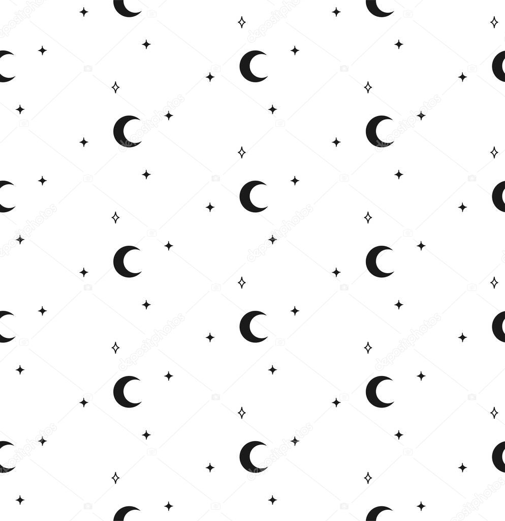 Abstract Background Seamless Pattern Moon And Star