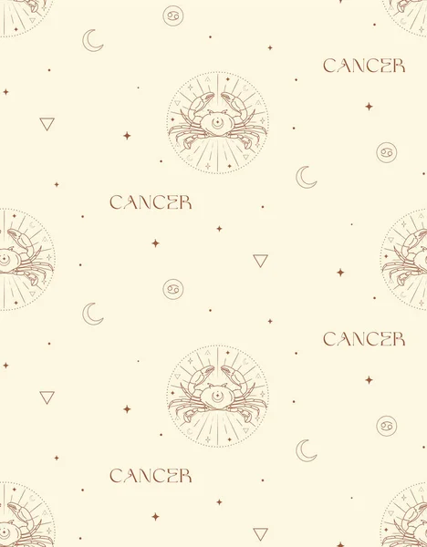 Безшовный Рисунок Фоне Рака Зодиака Признаки Мистической Духовной Астрологии — стоковый вектор