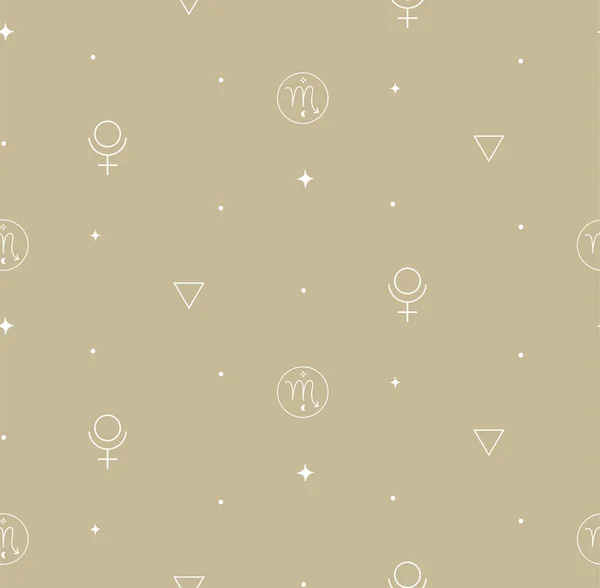 Zodiac Scorpio Background Seamless Pattern White Mystic Spiritual Astrology Signs — Image vectorielle