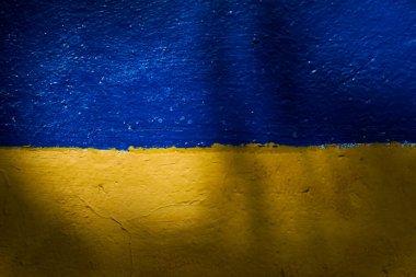 Evin duvarına Ukrayna bayrağı boyanmış..