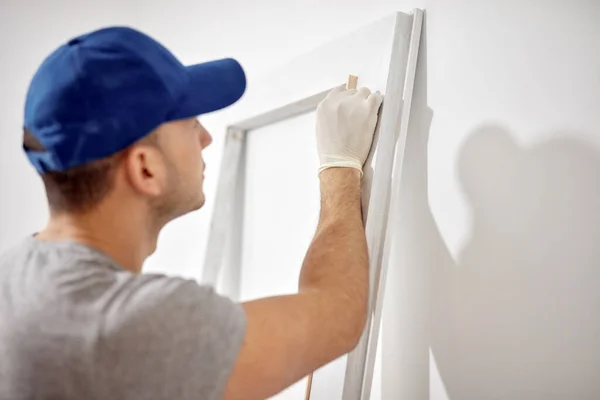 Young Adult Man Painting Fixing Diy Budget Renovation His New — Stock Photo, Image
