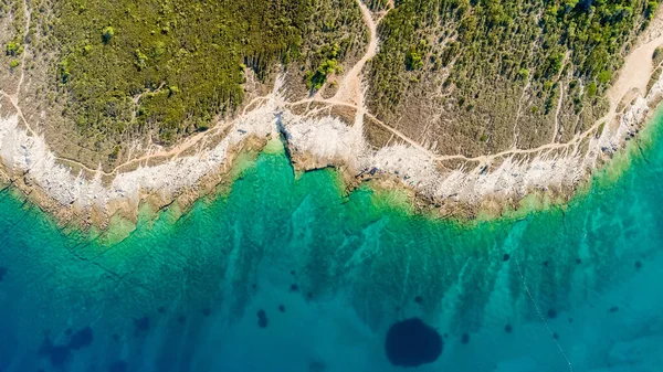 Hög Antenn Drönare Utsikt Över Adriatiska Havet Landskap Sommaren Säsongen — Stockfoto