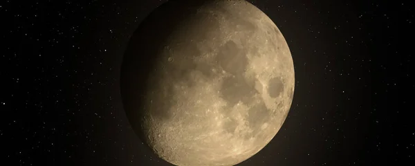 Luna Due Terzi Fase Fotografato Attraverso Lungo Telescopio Focale — Foto Stock