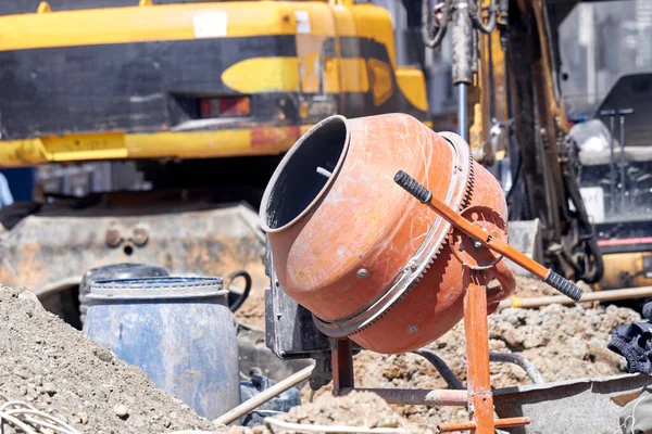 Portable Cement Mixer Heavy Construction Site — Φωτογραφία Αρχείου