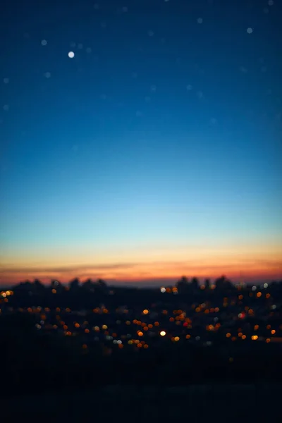 Unscharfes Bild Von Sichel Jungem Mond Und Planeten Farbenfrohen Himmel — Stockfoto