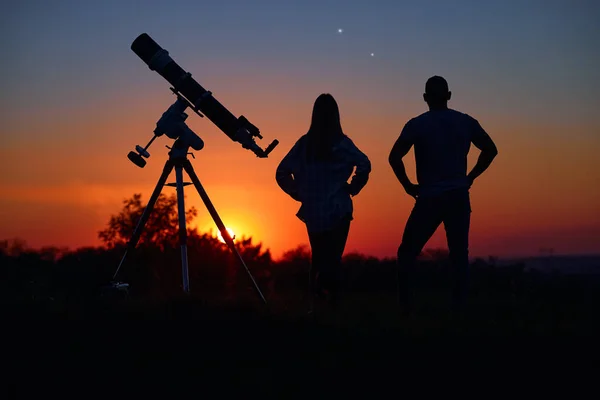 Coppia Stelle Insieme Telescopio Astronomico — Foto Stock