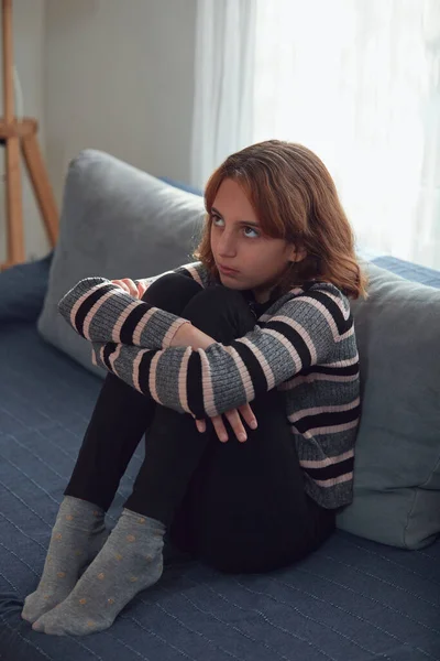 Teenage Girl Being Bored Difficult Home — Stock Photo, Image