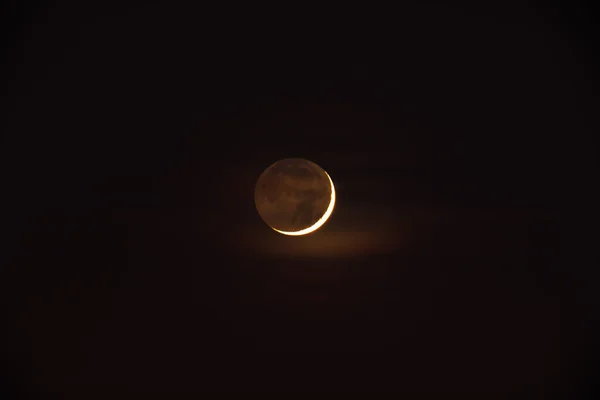 Lua Crescente Jovem Com Fase — Fotografia de Stock