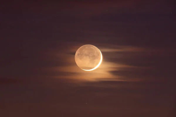Jeune Croissant Lune Avec Phase — Photo