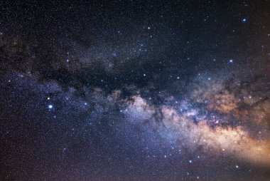 Samanyolu yıldızları ve takımyıldızları akşam gökyüzünde.