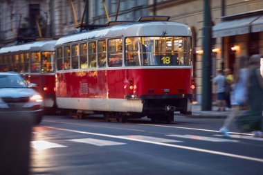 Çek Cumhuriyeti Praha 'da tramvay toplu taşımacılığı.