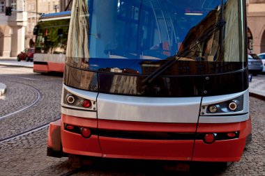 Çek Cumhuriyeti Praha 'da tramvay toplu taşımacılığı.