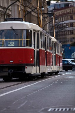 Çek Cumhuriyeti Praha 'da tramvay toplu taşımacılığı.
