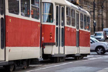 Çek Cumhuriyeti Praha 'da tramvay toplu taşımacılığı.